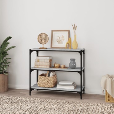 vidaXL Βιβλιοθήκη Γκρι Sonoma 80x33x70,5cm Επεξ. Ξύλο & Ατσάλι 1 τεμ.