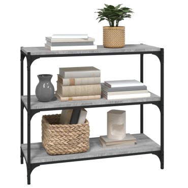 vidaXL Βιβλιοθήκη Γκρι Sonoma 80x33x70,5cm Επεξ. Ξύλο & Ατσάλι 1 τεμ.