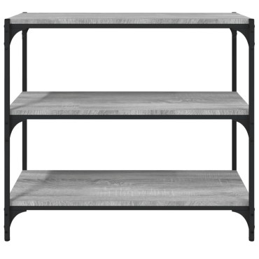 vidaXL Βιβλιοθήκη Γκρι Sonoma 80x33x70,5cm Επεξ. Ξύλο & Ατσάλι 1 τεμ.