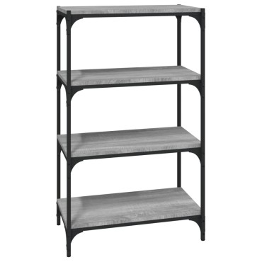 vidaXL Βιβλιοθήκη Γκρι Sonoma 60x33x100cm Επεξ. Ξύλο & Ατσάλι 1 τεμ.