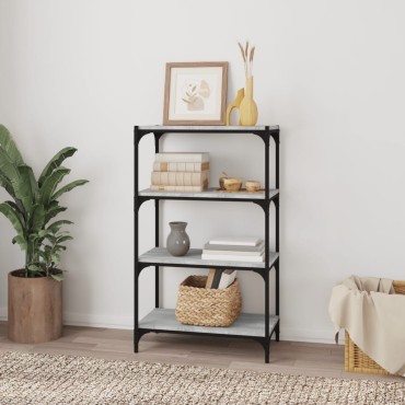 vidaXL Βιβλιοθήκη Γκρι Sonoma 60x33x100cm Επεξ. Ξύλο & Ατσάλι 1 τεμ.