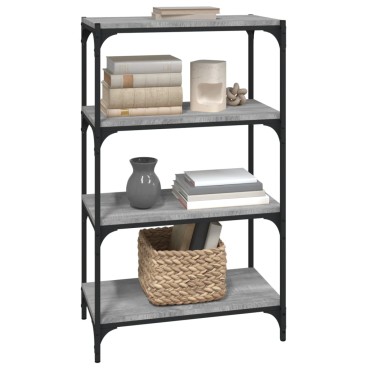 vidaXL Βιβλιοθήκη Γκρι Sonoma 60x33x100cm Επεξ. Ξύλο & Ατσάλι 1 τεμ.