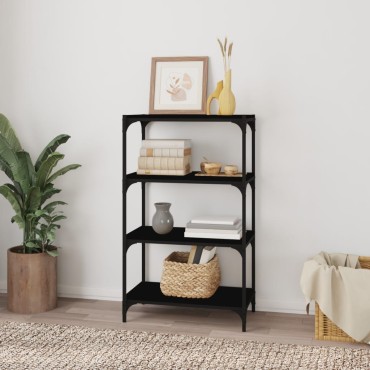 vidaXL Βιβλιοθήκη Μαύρη 60x33x100cm Επεξεργασμένο Ξύλο & Ατσάλι 1 τεμ.