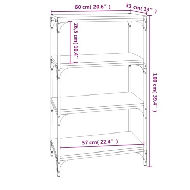 vidaXL Βιβλιοθήκη Μαύρη 60x33x100cm Επεξεργασμένο Ξύλο & Ατσάλι 1 τεμ.