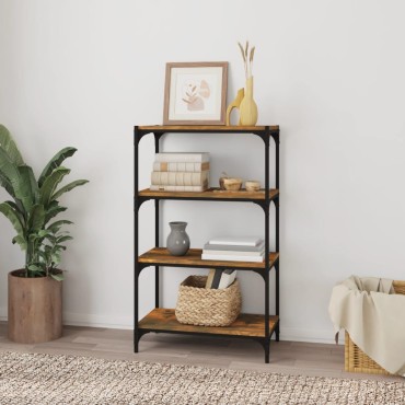 vidaXL Βιβλιοθήκη Καπνιστή Δρυς 60x33x100cm Επεξ. Ξύλο & Ατσάλι 1 τεμ.