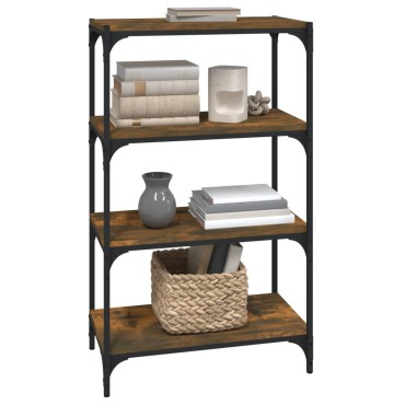 vidaXL Βιβλιοθήκη Καπνιστή Δρυς 60x33x100cm Επεξ. Ξύλο & Ατσάλι 1 τεμ.