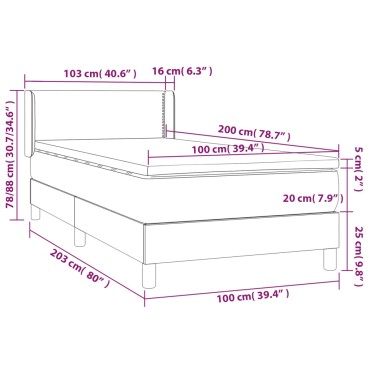 vidaXL Κρεβάτι Boxspring με Στρώμα Σκούρο Πράσινο 100x200εκ. Βελούδινο