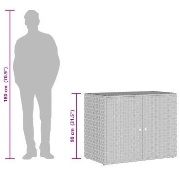 vidaXL Ντουλάπι Αποθήκευσης Κήπου Γκρι 100x55,5x80cm Συνθετικό Ρατάν 1 τεμ.