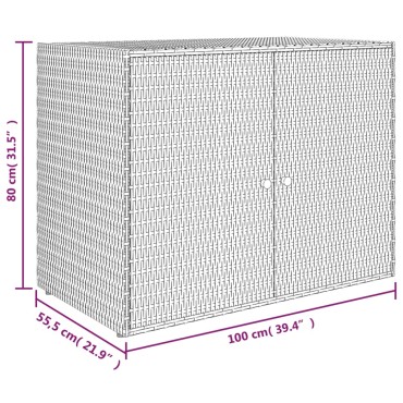 vidaXL Ντουλάπι Αποθήκευσης Κήπου Γκρι 100x55,5x80cm Συνθετικό Ρατάν 1 τεμ.