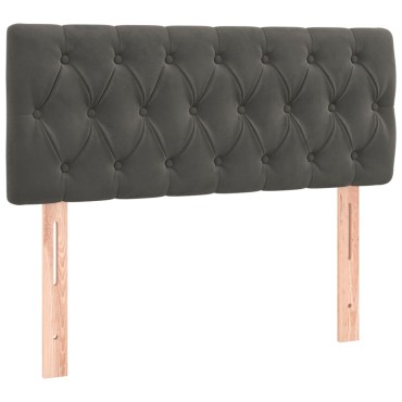 vidaXL Κρεβάτι Boxspring με Στρώμα & LED Σκ. Γκρι 90x190 εκ. Βελούδινο