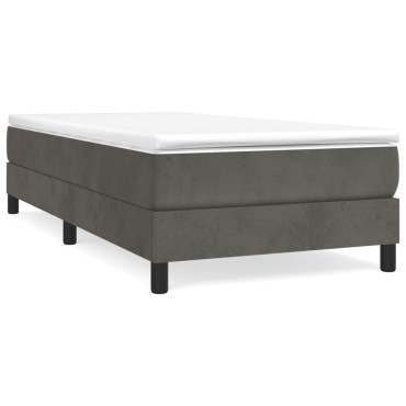vidaXL Κρεβάτι Boxspring με Στρώμα Σκούρο Γκρι 90x190 εκ. Βελούδινο