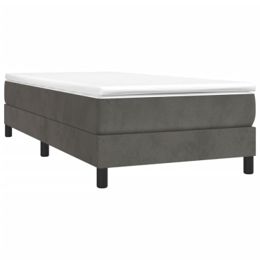 vidaXL Κρεβάτι Boxspring με Στρώμα Σκούρο Γκρι 90x190 εκ. Βελούδινο