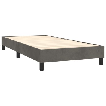 vidaXL Κρεβάτι Boxspring με Στρώμα Σκούρο Γκρι 90x190 εκ. Βελούδινο