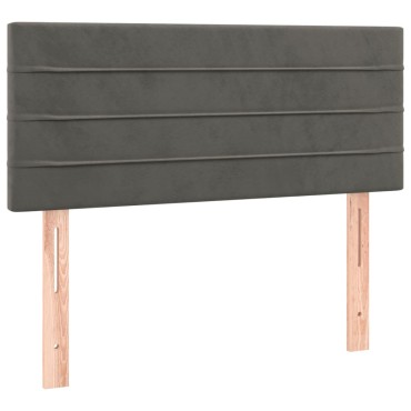 vidaXL Κρεβάτι Boxspring με Στρώμα Σκούρο Γκρι 90x190 εκ. Βελούδινο