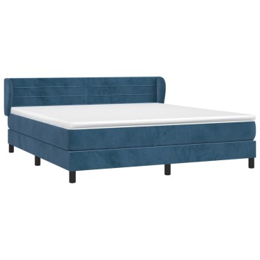 vidaXL Κρεβάτι Boxspring με Στρώμα Σκούρο Μπλε 180x200 εκ. Βελούδινο