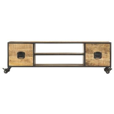 vidaXL Έπιπλο Τηλεόρασης 130x30x39cm από Μασίφ Ξύλο Μάνγκο