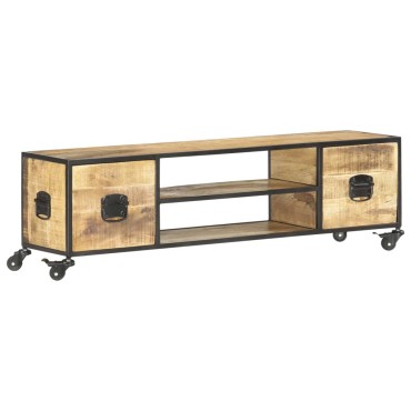 vidaXL Έπιπλο Τηλεόρασης 130x30x39cm από Μασίφ Ξύλο Μάνγκο