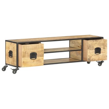 vidaXL Έπιπλο Τηλεόρασης 130x30x39cm από Μασίφ Ξύλο Μάνγκο