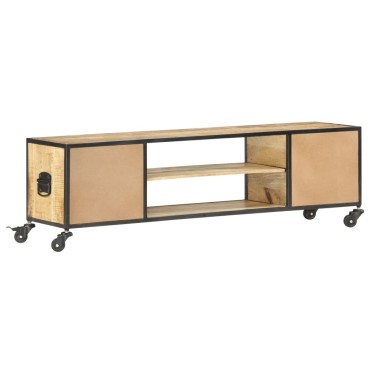 vidaXL Έπιπλο Τηλεόρασης 130x30x39cm από Μασίφ Ξύλο Μάνγκο