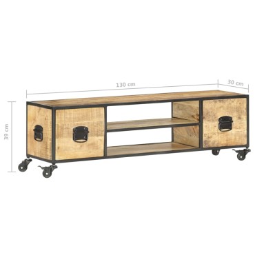 vidaXL Έπιπλο Τηλεόρασης 130x30x39cm από Μασίφ Ξύλο Μάνγκο