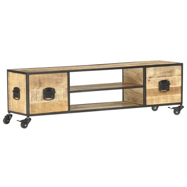 vidaXL Έπιπλο Τηλεόρασης 130x30x39cm από Μασίφ Ξύλο Μάνγκο
