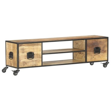 vidaXL Έπιπλο Τηλεόρασης 130x30x39cm από Μασίφ Ξύλο Μάνγκο