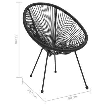 vidaXL Καρέκλες Κήπου 2 τεμ. Μαύρες από Ρατάν 80x70,5x83cm