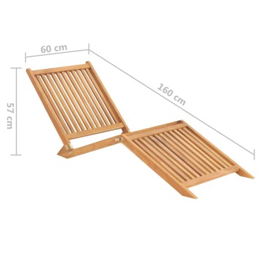 vidaXL Ξαπλώστρα από Μασίφ Ξύλο Teak 60x160x57cm 1 τεμ.