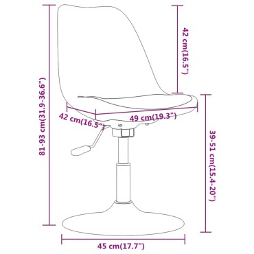 vidaXL Καρέκλες Τραπεζαρίας Περιστρεφόμενες 4 τεμ. Σκ. Γκρι Υφασμάτινες 49x45x(81-93)cm