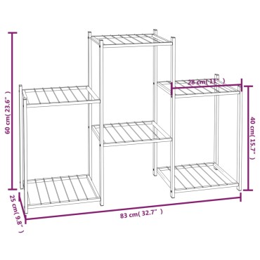 vidaXL Βάση Λουλουδιών Μαύρη 83 x 25 x 60 εκ. Σιδερένια