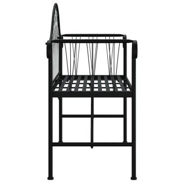 vidaXL Παγκάκι Κήπου Διθέσιο Μαύρο από Ατσάλι 128x44,5x88cm 1 τεμ.