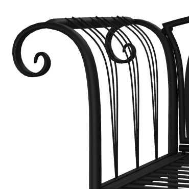 vidaXL Παγκάκι Κήπου Διθέσιο Μαύρο από Ατσάλι 128x44,5x88cm 1 τεμ.