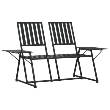 vidaXL Παγκάκι Κήπου Διθέσιο Μαύρο από Ατσάλι 165x75x93cm 1 τεμ.