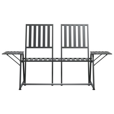 vidaXL Παγκάκι Κήπου Διθέσιο Μαύρο από Ατσάλι 165x75x93cm 1 τεμ.