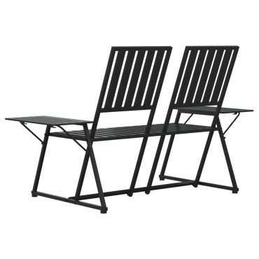 vidaXL Παγκάκι Κήπου Διθέσιο Μαύρο από Ατσάλι 165x75x93cm 1 τεμ.