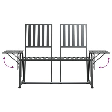 vidaXL Παγκάκι Κήπου Διθέσιο Μαύρο από Ατσάλι 165x75x93cm 1 τεμ.