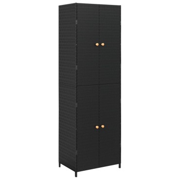vidaXL Ντουλάπι Αποθήκευσης Κήπου Μαύρο 59x40x180cm από Συνθ. Ρατάν 1 τεμ.
