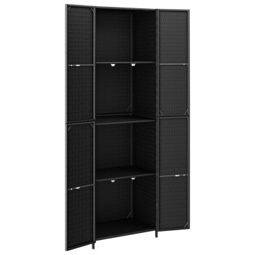 vidaXL Ντουλάπι Αποθήκευσης Κήπου Μαύρο 59x40x180cm από Συνθ. Ρατάν 1 τεμ.