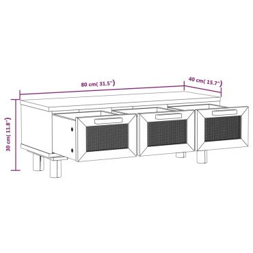 vidaXL Τραπεζάκι Σαλονιού Λευκό 80x40x30cm Επεξ. Ξύλο & Μασίφ Πεύκο 1 τεμ.