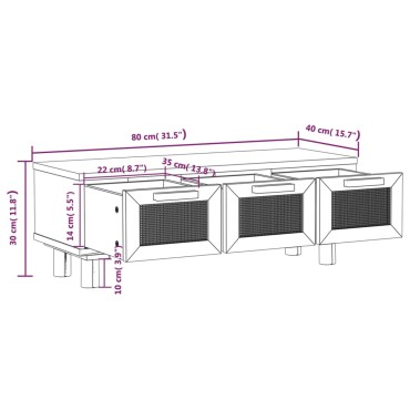 vidaXL Τραπεζάκι Σαλονιού Λευκό 80x40x30cm Επεξ. Ξύλο & Μασίφ Πεύκο 1 τεμ.