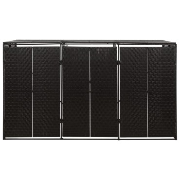 vidaXL Πλαίσιο για Κάδο με Ρόδες Μαύρο 207x80x117 εκ. Συνθ. Ρατάν