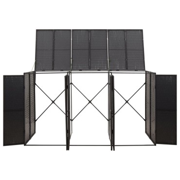 vidaXL Πλαίσιο για Κάδο με Ρόδες Μαύρο 207x80x117 εκ. Συνθ. Ρατάν