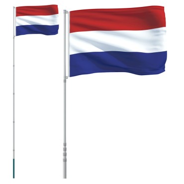 vidaXL Ολλανδική Σημαία και Κοντάρι 5,55 μ. από Αλουμίνιο