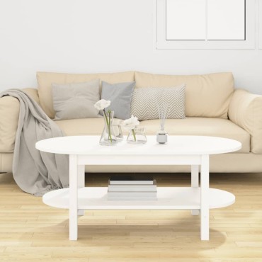 vidaXL Τραπεζάκι Σαλονιού Λευκό 110x55x45cm από Μασίφ Ξύλο Πεύκου 1 τεμ.