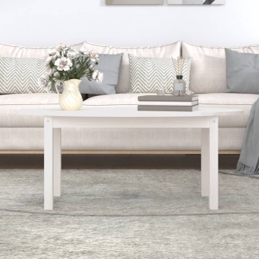 vidaXL Τραπεζάκι Σαλονιού Λευκό 110x55x45cm από Μασίφ Ξύλο Πεύκου 1 τεμ.