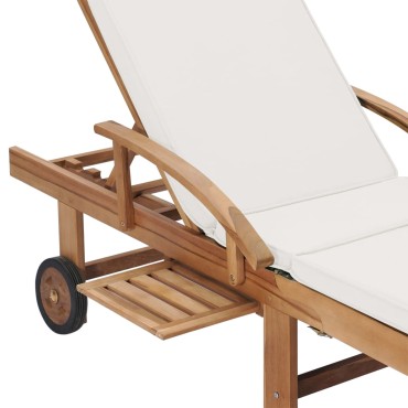 vidaXL Ξαπλώστρες Κρεμ από Μασίφ Ξύλο Teak με 2 τεμ. Μαξιλάρια