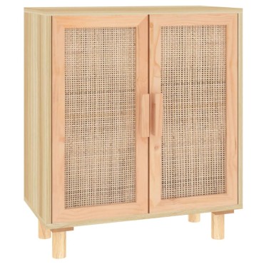 vidaXL Ντουλάπι Καφέ 60x30x70cm από Μασίφ Πεύκο & Φυσικό Ρατάν 1 τεμ.