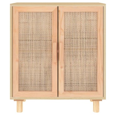 vidaXL Ντουλάπι Καφέ 60x30x70cm από Μασίφ Πεύκο & Φυσικό Ρατάν 1 τεμ.