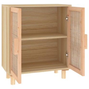 vidaXL Ντουλάπι Καφέ 60x30x70cm από Μασίφ Πεύκο & Φυσικό Ρατάν 1 τεμ.