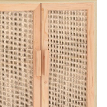 vidaXL Ντουλάπι Καφέ 60x30x70cm από Μασίφ Πεύκο & Φυσικό Ρατάν 1 τεμ.